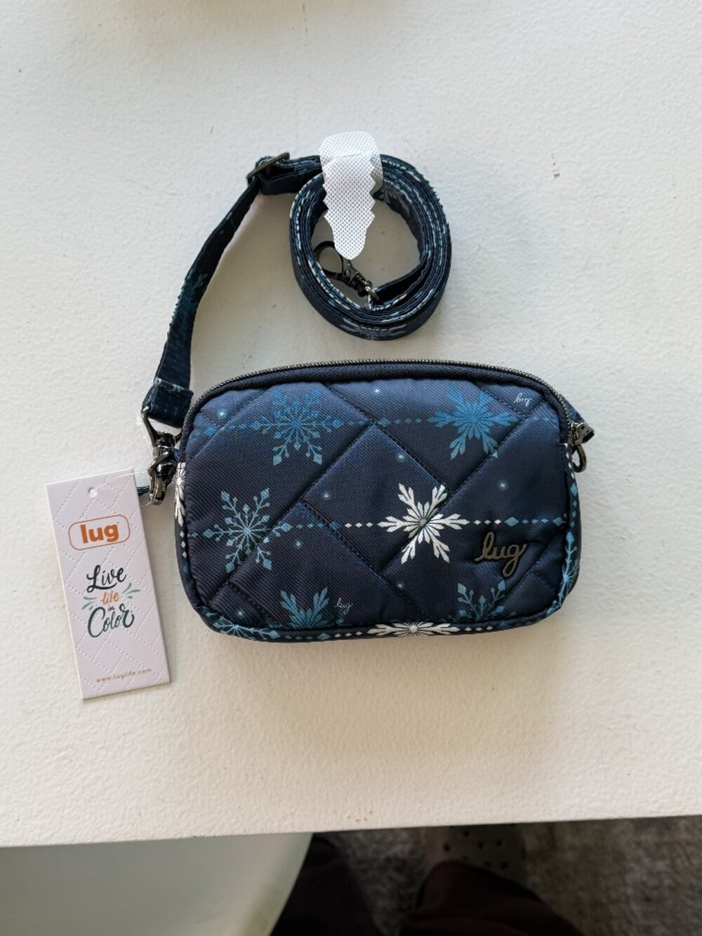 NWT Lug Coupe SE Snowflake Navy Quilted Crossbody Belt Bag